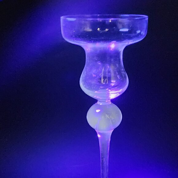 Elegant Clear Glass Candle Holder Tall Stem Design For Home Decor 9" UV Glow - Picture 8 of 8